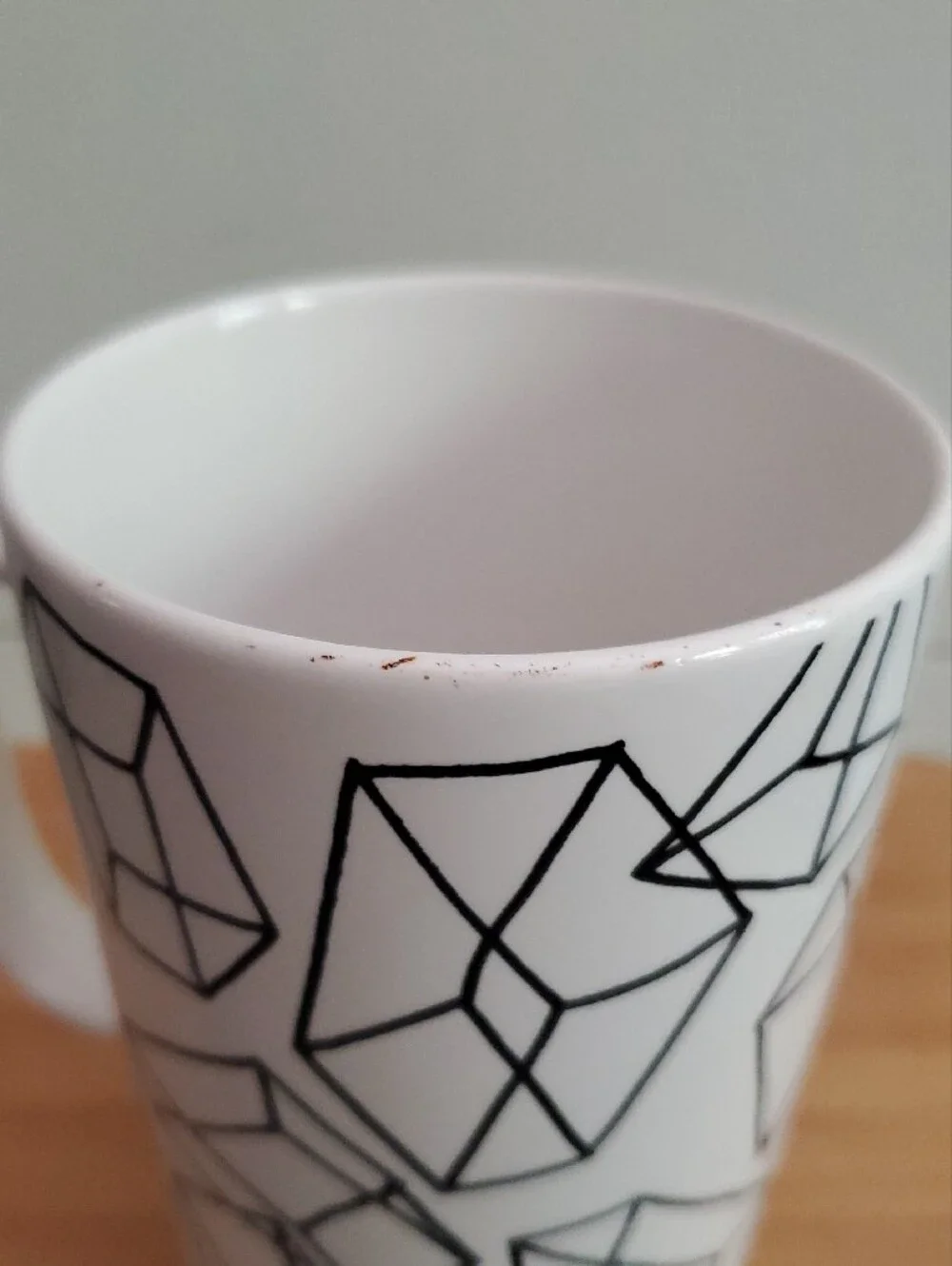 Starbucks White Mug with Green Circle and Black Geometric Print